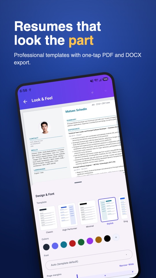 intervAI free CV resume editor screen